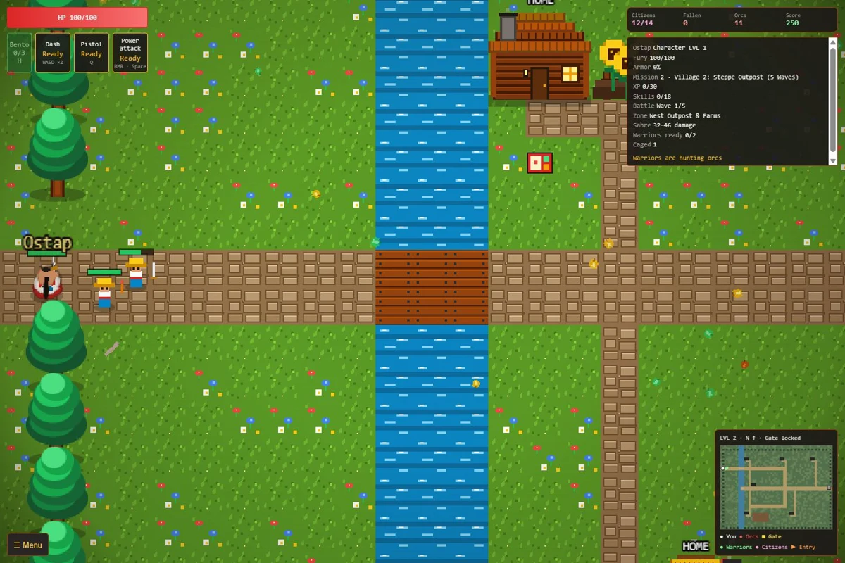 Rivnya: attack of the hordge — a top-down view of the village